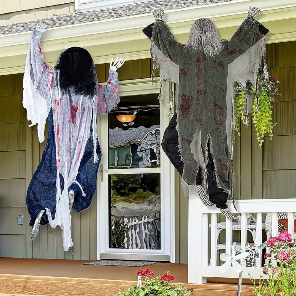 New 2 Pack 47" Halloween Climbing Dead Zombies Wall Outdoor Indoor Decoration